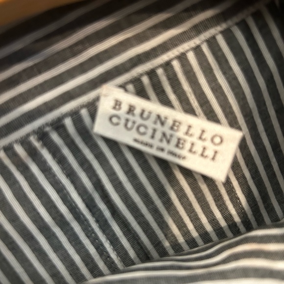 Brunello Cucinelli striped cotton top with neck bow - Picture 5 of 5